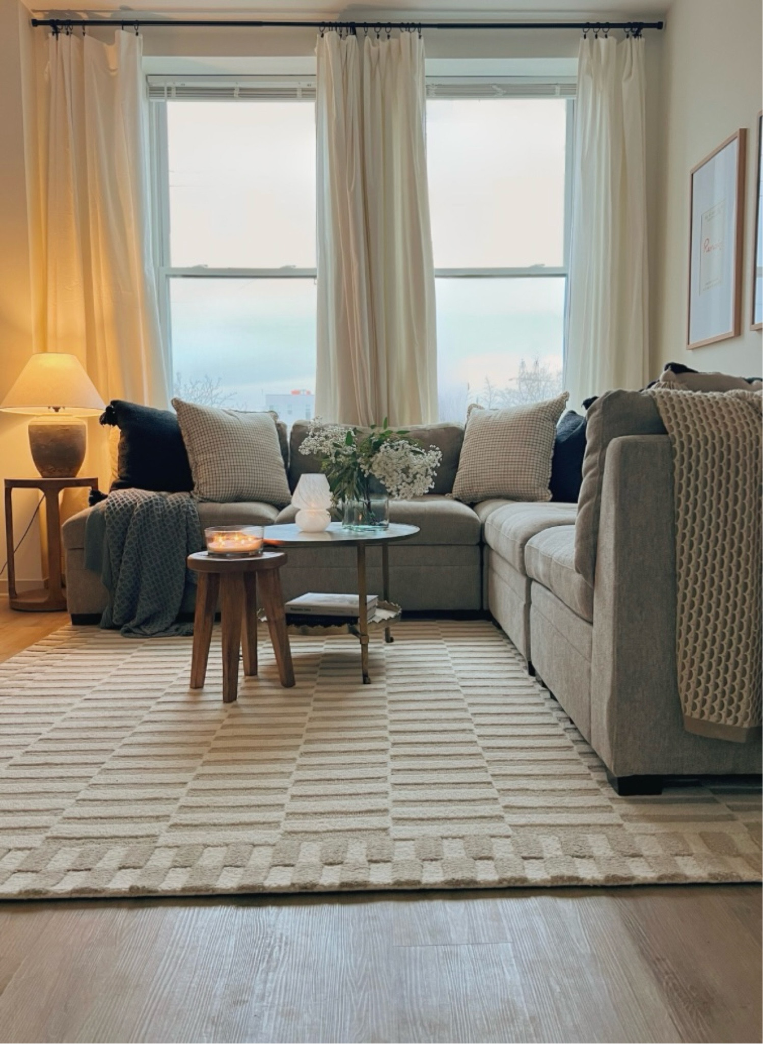 The perfect neutral rug & pillows! Loving this 100% wool area rug & plaid pillows by Chris Loves Julia x Loloi! 

#LTKhome