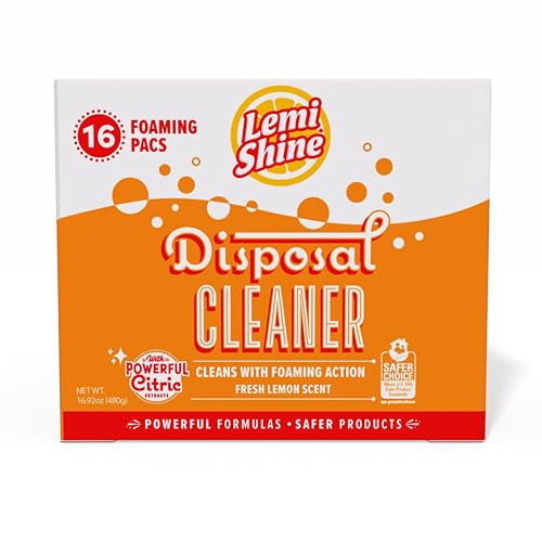Lemi Shine Foaming Garbage Disposal Cleaner and Deodorizer - Citric Acid Cleaning Powder - Fresh Lemon Scent - 16.92 oz (16 Pack) | Amazon (US)