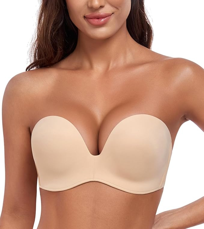 HACI Push Up Strapless Bra for Women Anti-Slip Padded Wireless Stay Put | Amazon (US)