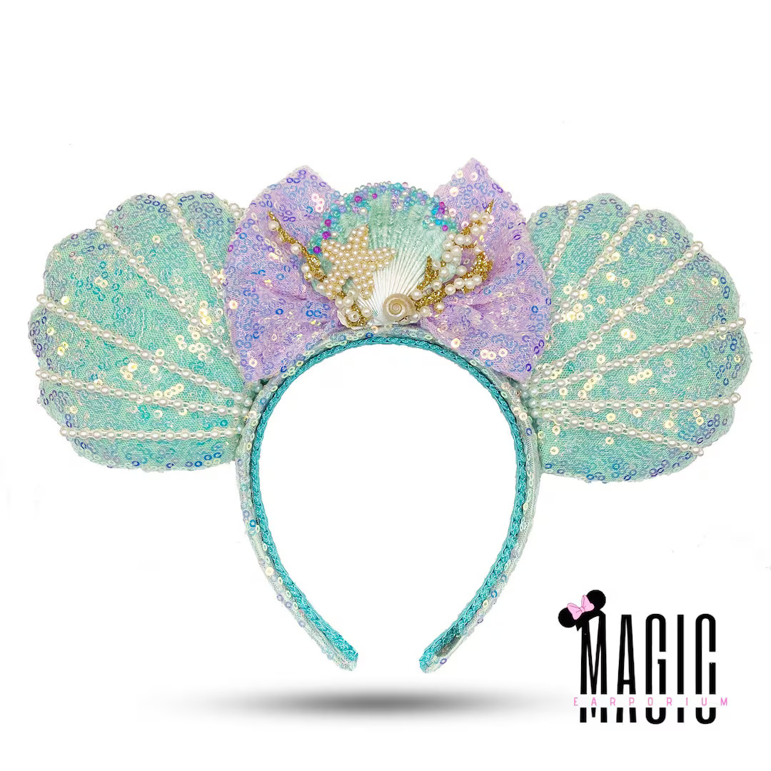 Little Mermaid Disney Inspired Shell Pearl Mouse Ears | Mermaid Magic Collection | Etsy (US)