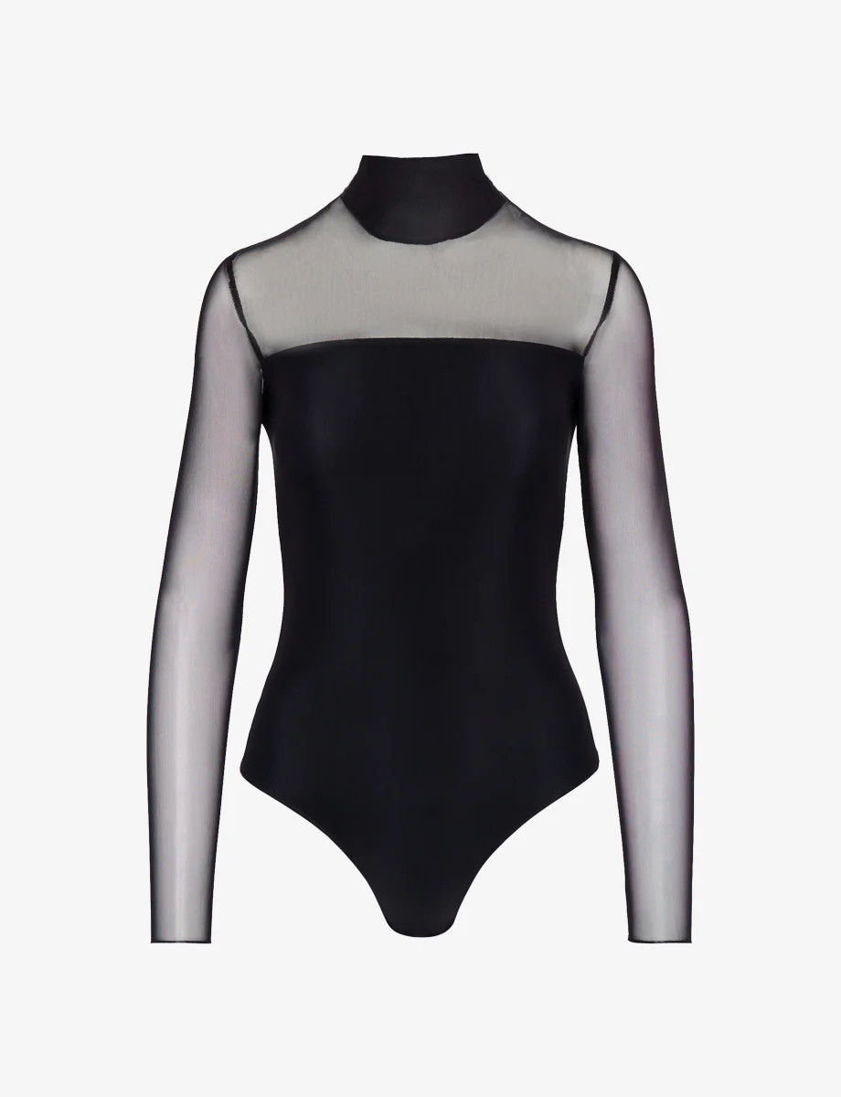 Chic Mesh Mockneck Long Sleeve Covered Bodysuit | Commando®