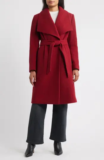Sam Edelman Chevron Pattern Tie Waist Coat in Deep Scarlet at Nordstrom Rack, Size 10 | Nordstrom Rack
