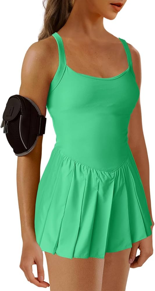 SENSERISE Womens Athletic Tennis Dress Summer Sleeveless Mini Dress with Shorts Underneath Bra Go... | Amazon (US)