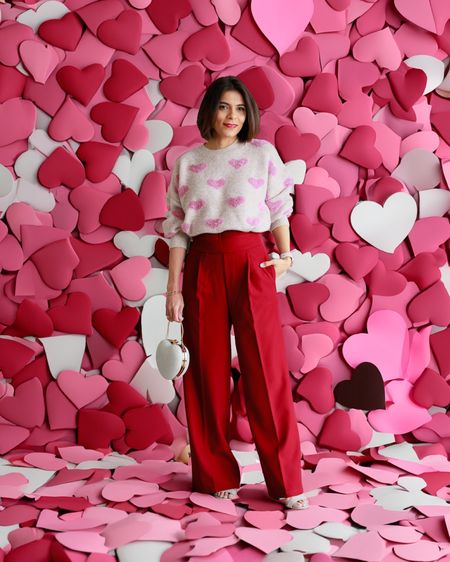Contrast Color Fuzzy Hearts
Knit Sweater Comfy Chunky Straight-Leg
Cuffed Pants in Rust Red Gleaming Heart Shape Clutch Silver Cute Outfit Date Night Outfit 

#LTKover40 #LTKstyletip #LTKeurope