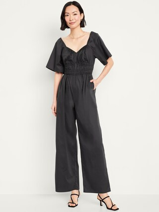 Smocked-Waist Wide-Leg Jumpsuit | Old Navy (US)