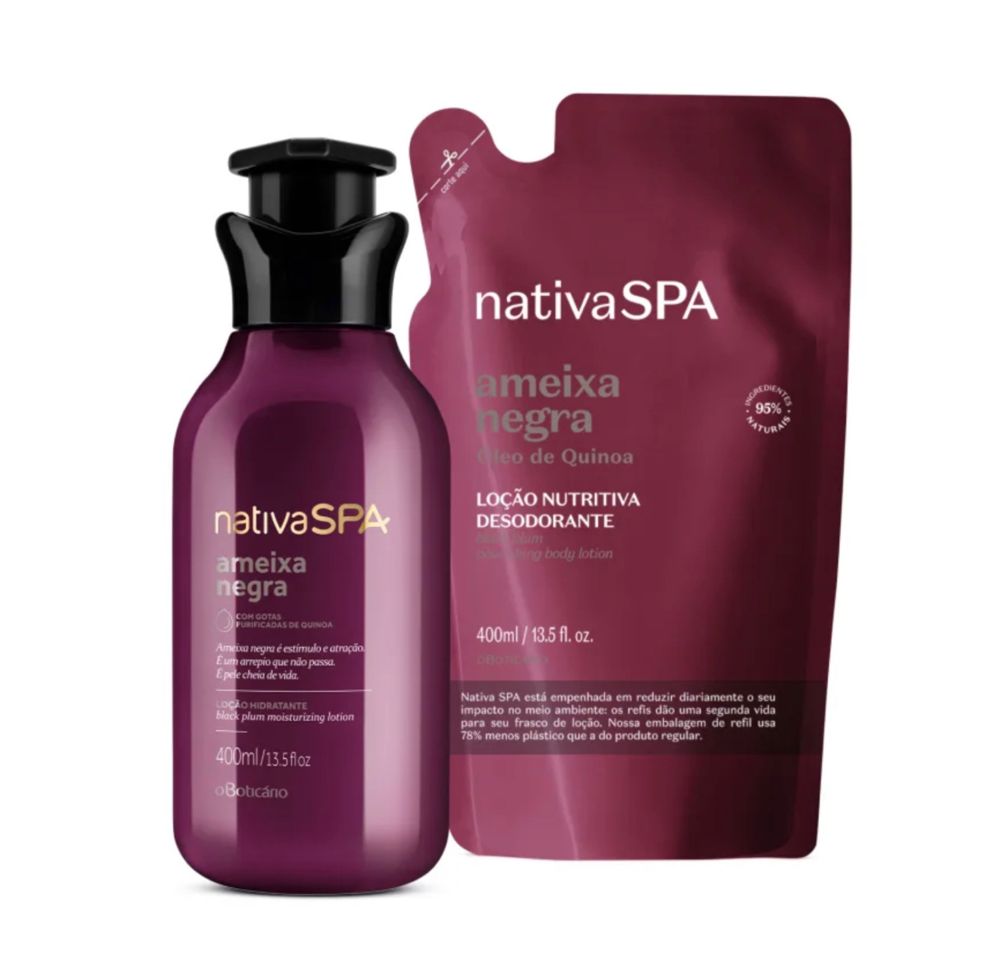 Combo Nativo Spa Ameixa Negra 
Loção Hidratante Desodorante 400ml + Refil 400 ml
R$ 76,90