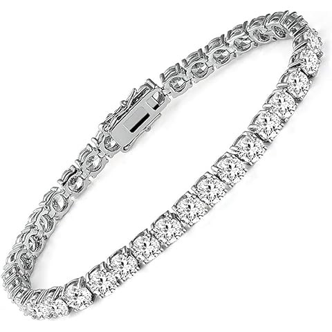 PAVOI 14K Gold Plated Cubic Zirconia Classic Tennis Bracelet | Gold Bracelets for Women | 4mm CZ,... | Amazon (US)