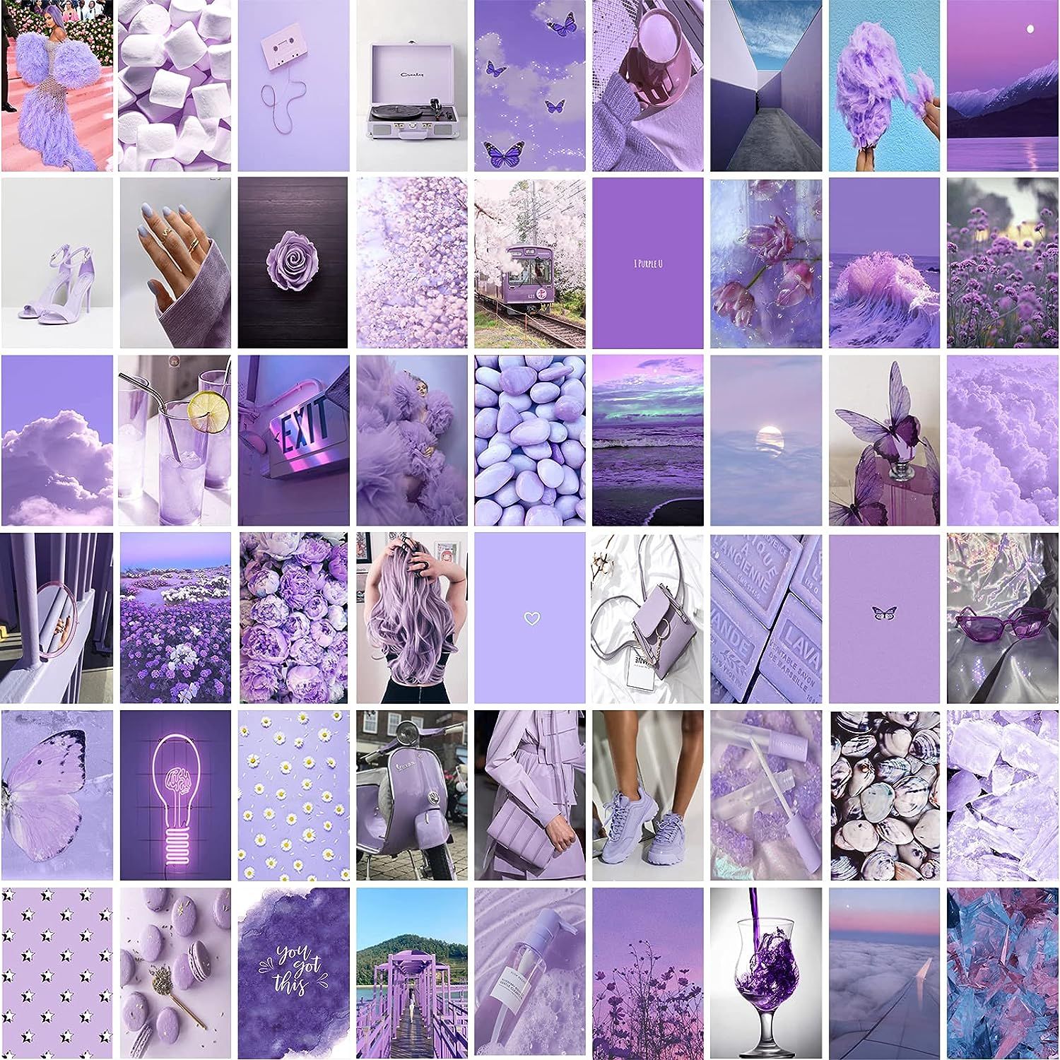 Cytxlongtool Wall Collage kit Room Decor for Bedroom Aesthetic Pictures, 60 Set 4x6 inch, Purple ... | Amazon (US)