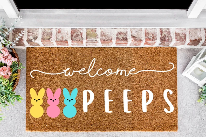 Welcome Peeps Easter Doormat, Easter Decor, Porch Decor, Home Decor, Doormat, Welcome Home - Etsy | Etsy (US)
