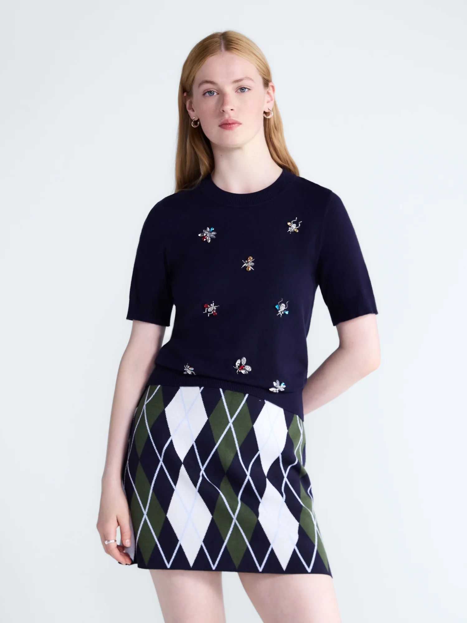Free Assembly Women's and Women's Plus Embellished Cozy Yarn Sweater with Short Sleeves, Sizes XS-4X | Walmart (US)