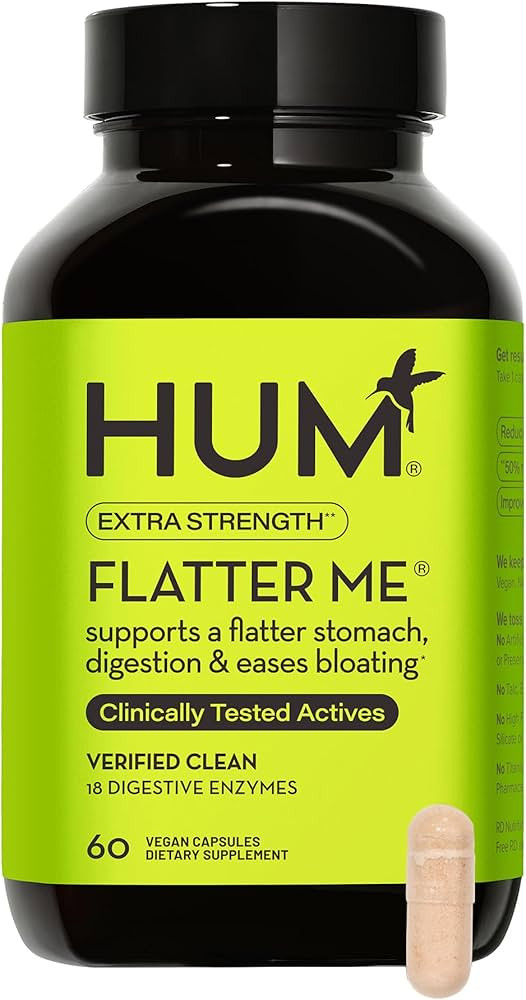 HUM Flatter Me Supplement for Daily Bloating - 18 Full Spectrum Digestive Enzymes to Support Food... | Amazon (US)