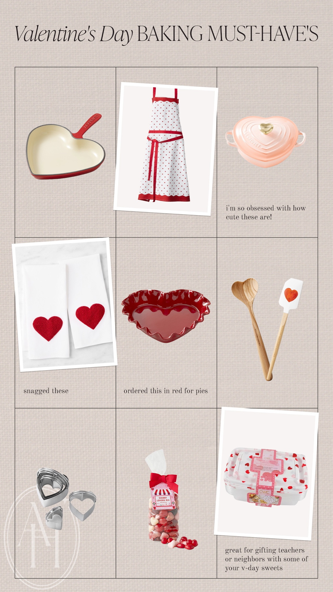 Rounding up the cutest Valentien’s Day baking must-haves. I can’t wait to use the heart print apron and the darling heart spatula! 

#LTKSeasonal #LTKFindsUnder50 #LTKHome