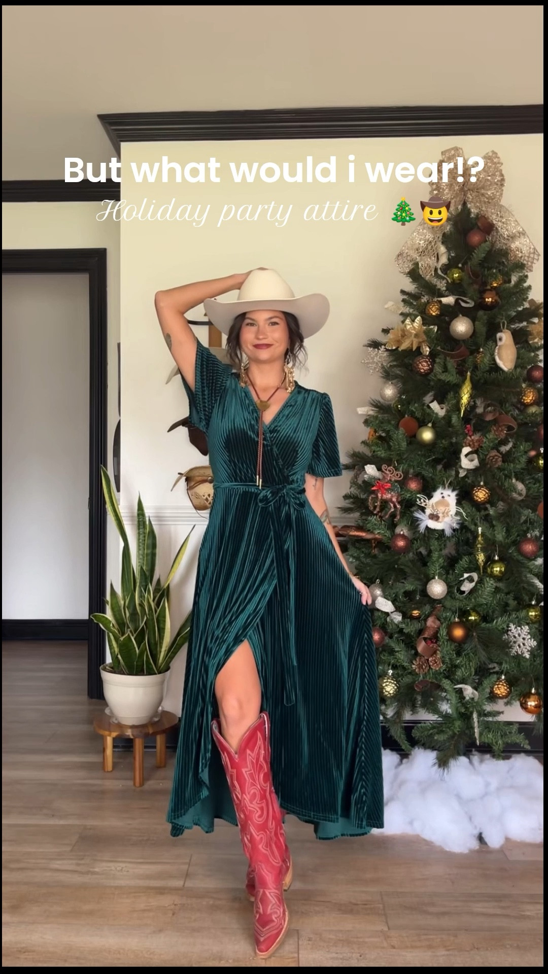 Western style holiday fits! Wearing xs in everything 

Code LORILYNN35 for 35% off sequin midi skirt. Red sweater isn’t available anymore so linked similar 

#LTKPetite #LTKootd #LTKHoliday