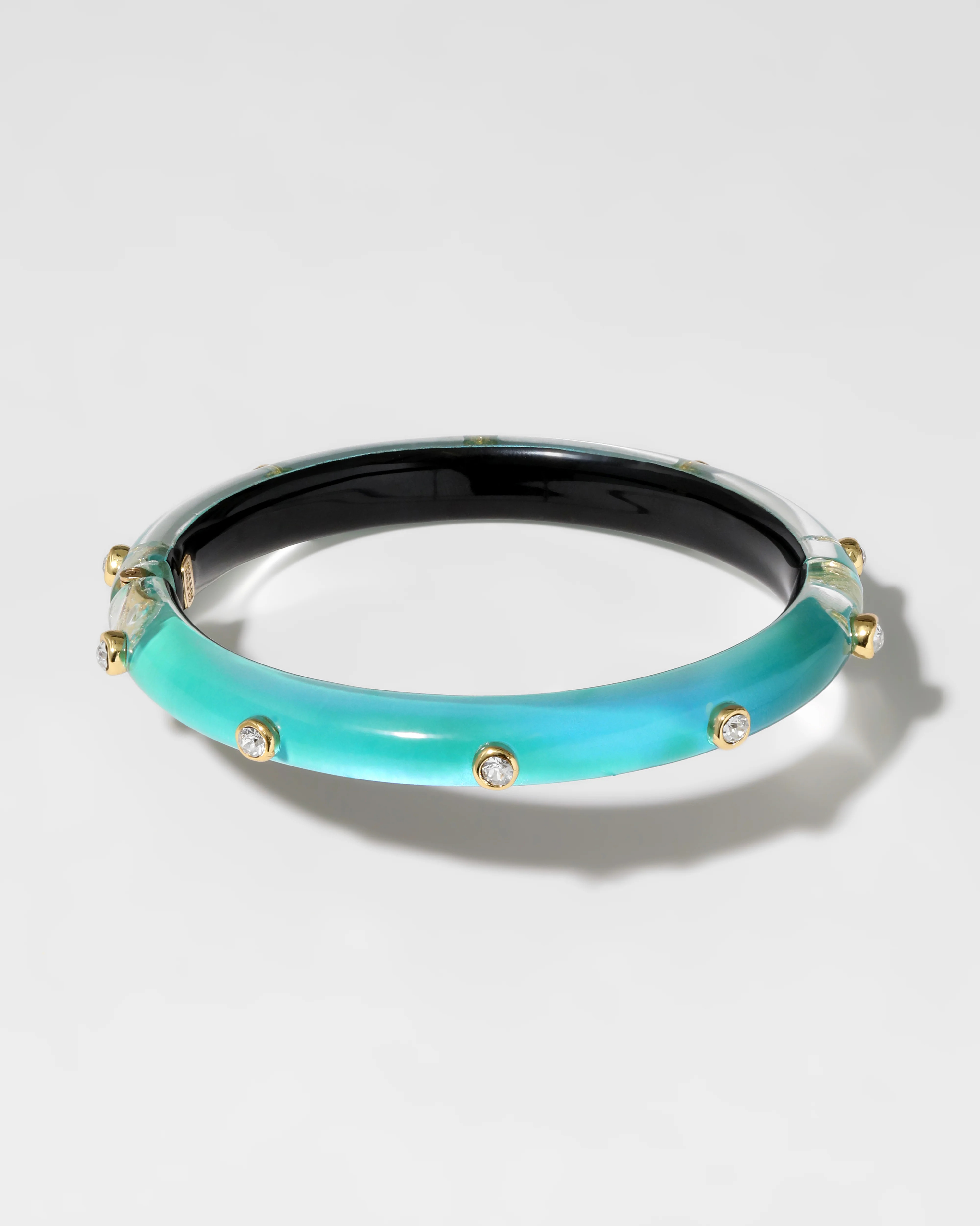 Blue Crystal Studded Lucite Hinge Bracelet | Blue Hinge Bracelet | Alexis Bittar