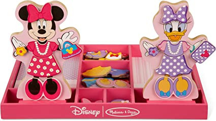 Melissa & Doug Disney Minnie Mouse and Daisy Duck Magnetic Dress-Up Wooden Doll Pretend Play Set ... | Amazon (US)