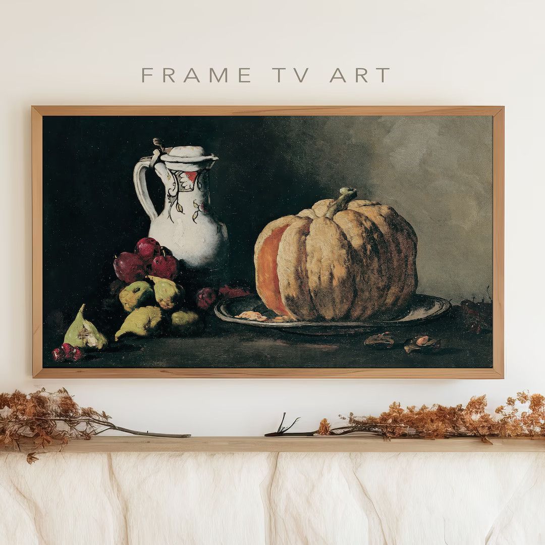 Pumpkin Frame Tv Vintage Fall Art Moody Thanksgiving Autumn - Etsy Peru | Etsy (US)