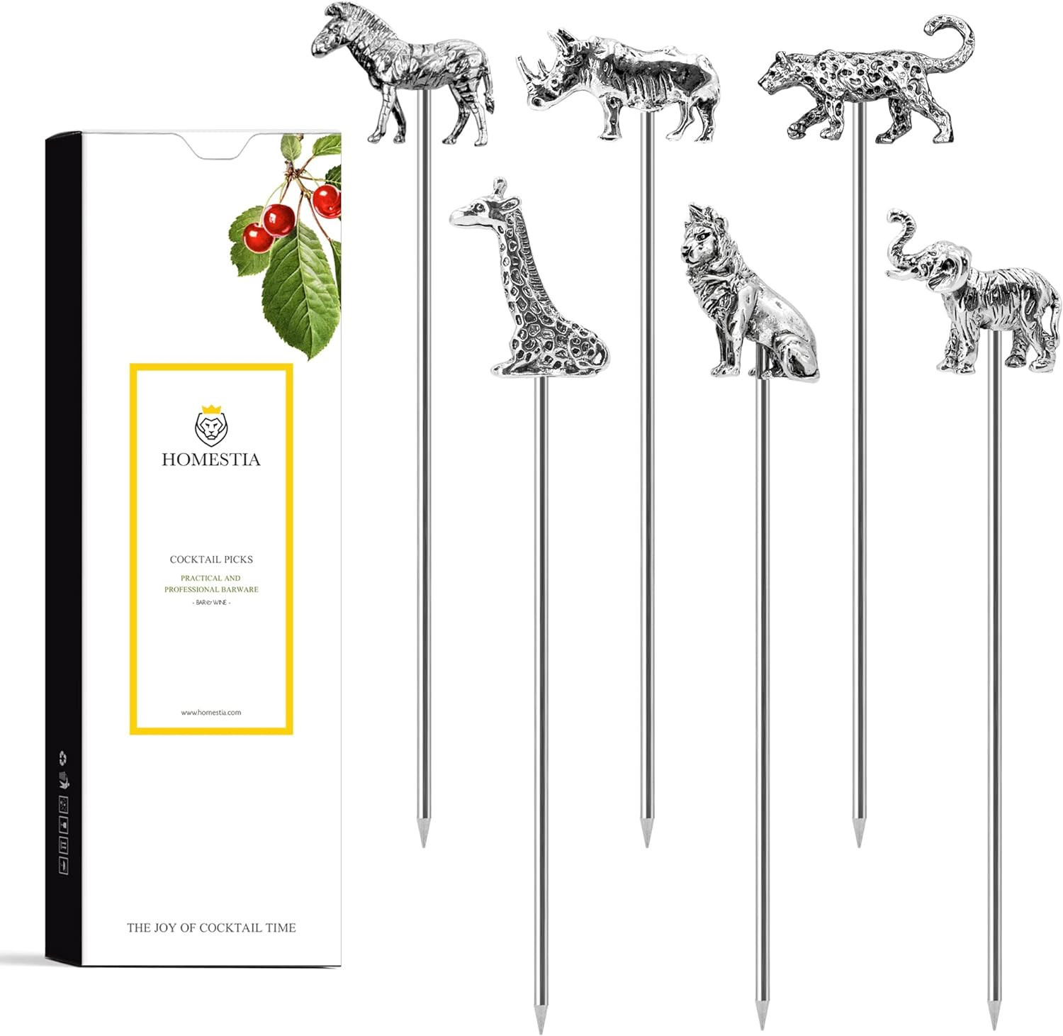Homestia 6Pcs Metal Cocktail Picks for Drinks, Safari Animals Martini Picks Olive Martini Picks C... | Amazon (US)