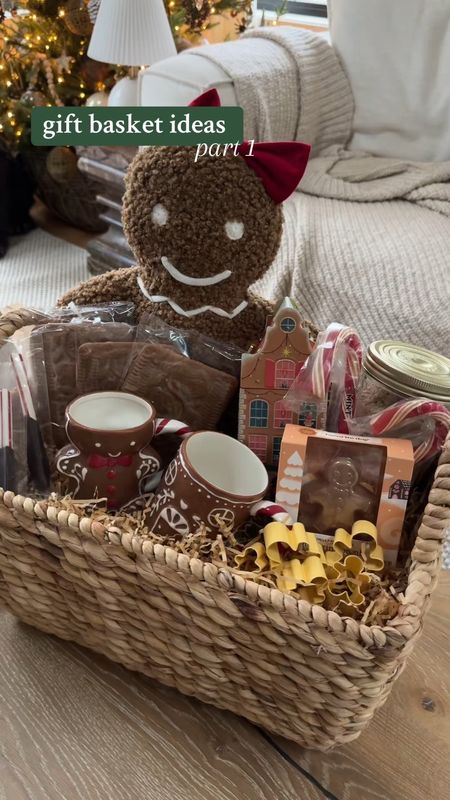 Christmas gift basket ideas 🎁 Part 1! This Gingerbread themed basket is so cute. You could also add a gingerbread candle, a throw, hand soap or even earrings! Linked everything in my LTK 🥰#giftbasket #giftideas #giftbasketideas #christmasgiftideas #christmasgiftbasket 

#LTKSeasonal #LTKGiftGuide #LTKHoliday
