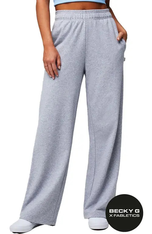 Fabletics Women's Year Round Terry Wide Leg Sweatpant in Classic Grey Heather at Nordstrom, Size Large | Nordstrom