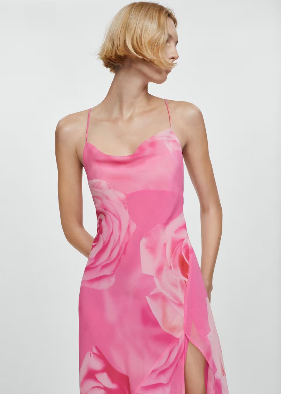 Floral dress with slit -  Women | Mango USA | MANGO (US)