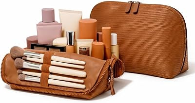 Standing Foldable Makeup Bag for Travel, Vertical Folding Down Design, Organized Cosmetic & Skinc... | Amazon (US)