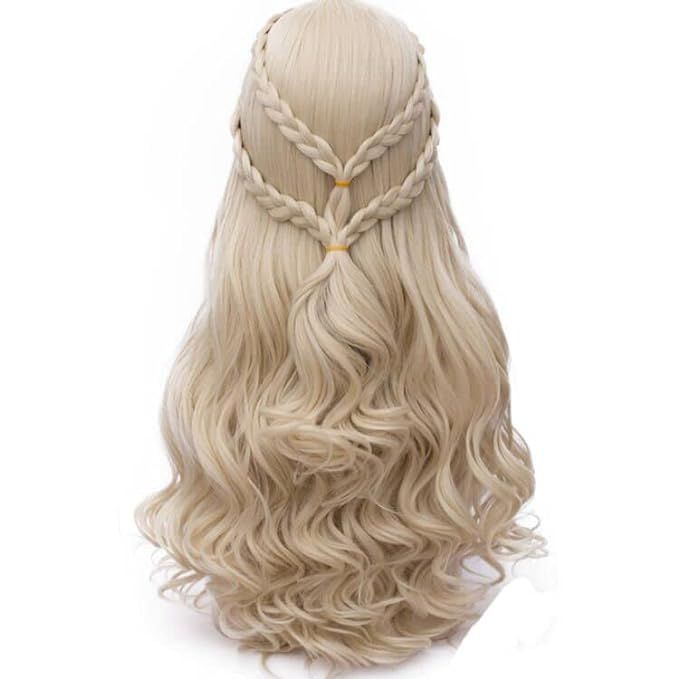 Probeauty Long Blonde Braid Wig Women Halloween Costume Cosplay Wigs +Wig Cap (Blonde Curly Braid... | Amazon (US)