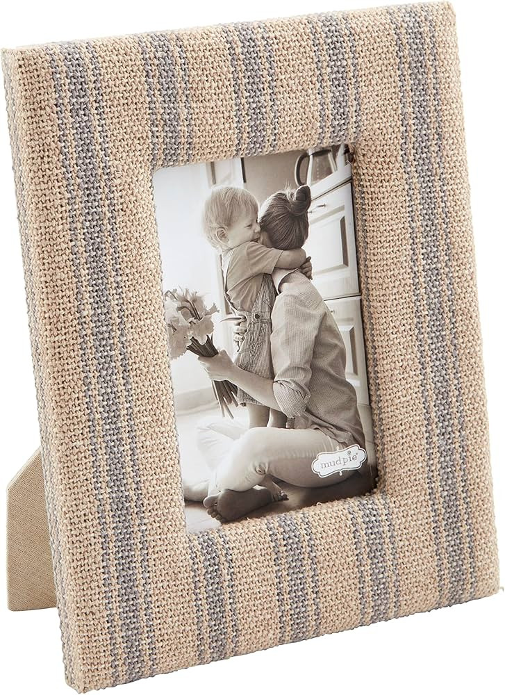 Mud Pie Ticking Stripe Frames, Blue, 9.5"x7.5", Brown | Amazon (US)