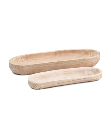 Set Of 2 18in And 24in Wooden Bowls | TJ Maxx