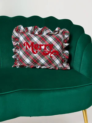 Shiraleah "Merry" Plaid Pillow, Ivory | Shiraleah