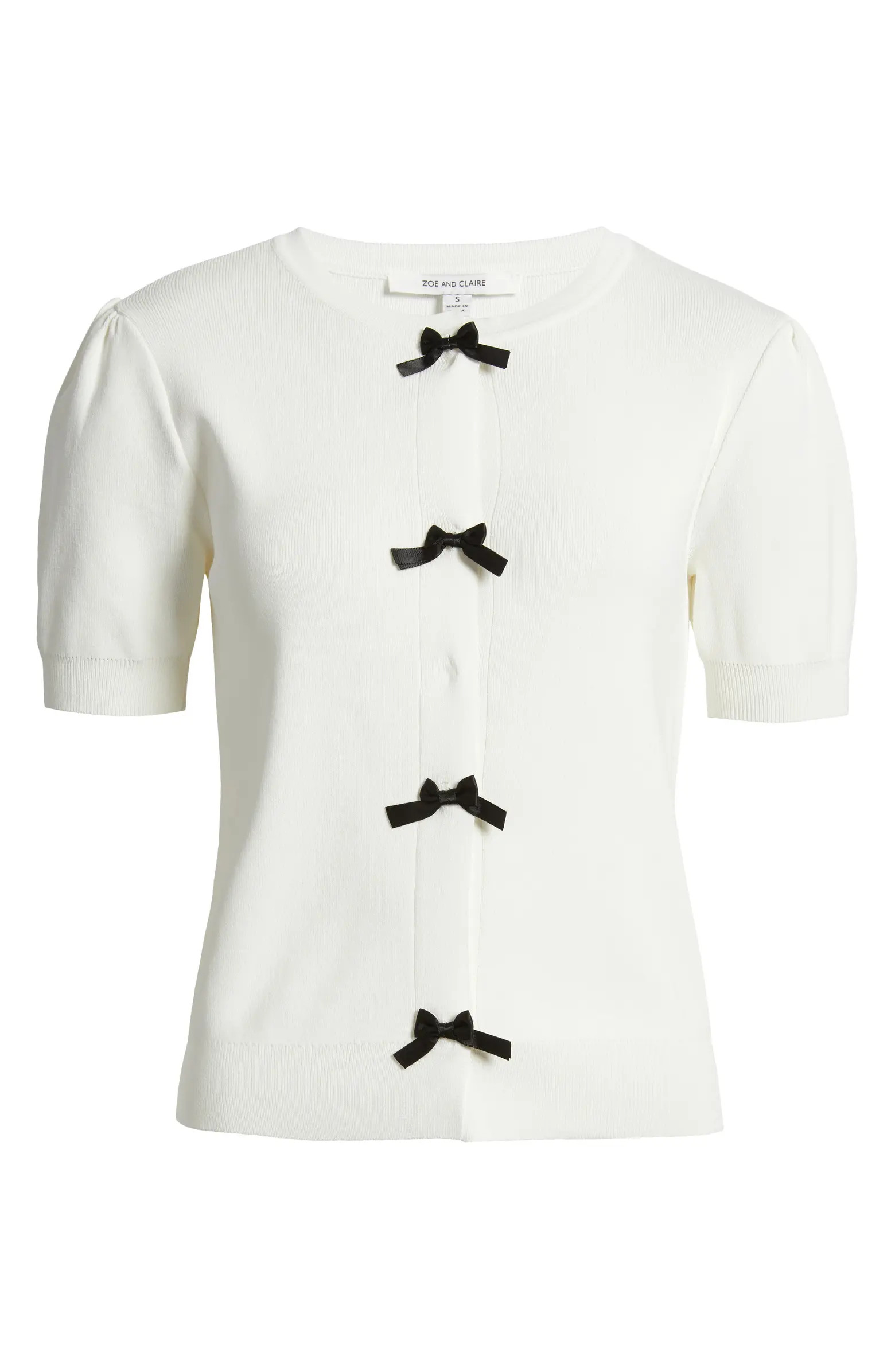 ZOE AND CLAIRE Short Sleeve Bow Cardigan | Nordstrom | Nordstrom
