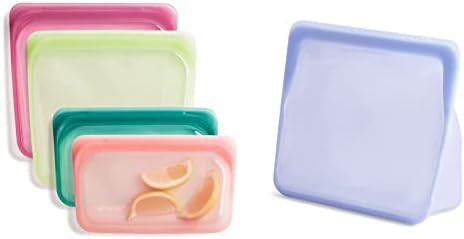 Stasher Platinum Silicone Food Grade Reusable Storage Bag, Tropical (Bundle 4-Pack Large) | Redu... | Amazon (US)