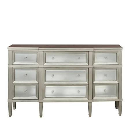 Modern Nine Drawer Mirrored Front Dresser | Walmart (US)