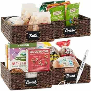 Best Choice Products Set of 4 16x12in Large Water Hyacinth Pantry Baskets, Woven Kitchen Organize... | Amazon (US)