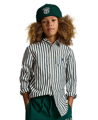 Boys' 8-20 Striped Cotton Poplin Shirt | Macy's