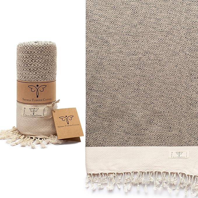 SMYRNA TURKISH COTTON Vintage Series Turkish Beach Towel Oversized, 37x71 inch, Extra Large Quick... | Amazon (US)