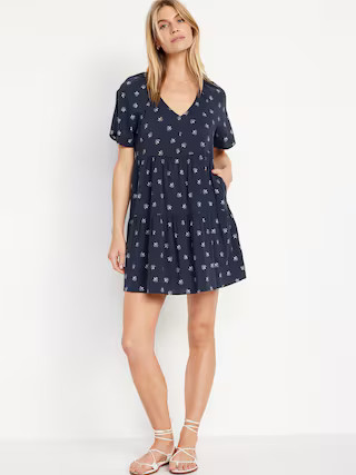 V-Neck Mini Swing Dress | Old Navy (US)