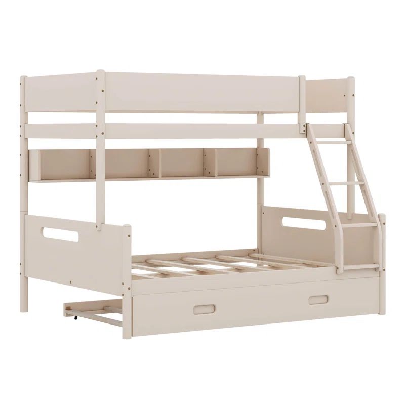 Jadelin Wood Twin over Full Bunk Bed with Storage Shelves and Trundle | Wayfair North America