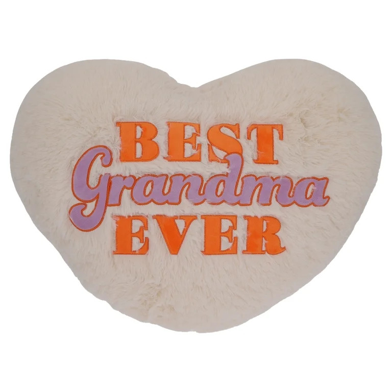 Large Best Grandma Ever Plush Heart Pillow, Cream, 19" x 15", Mother's Day by Way To Celebrate | Walmart (US)