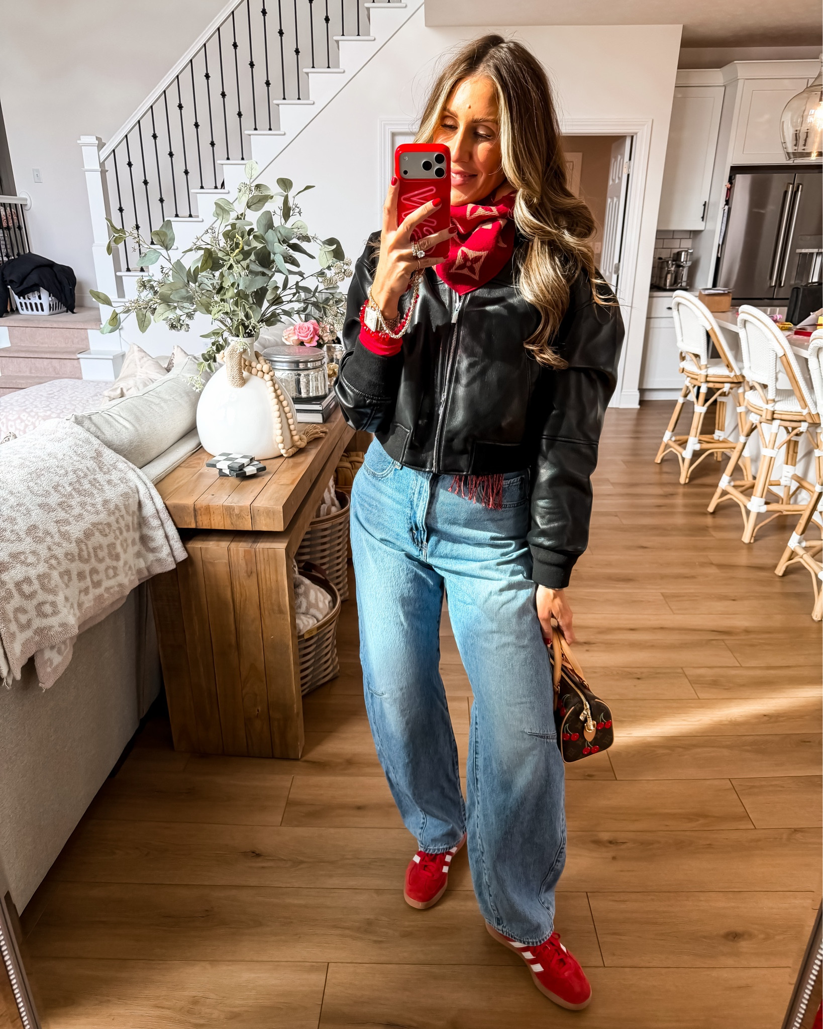 Size 30 denim 
Size medium jacket 

#LTKValentine #LTKootd #LTKdayinmylife