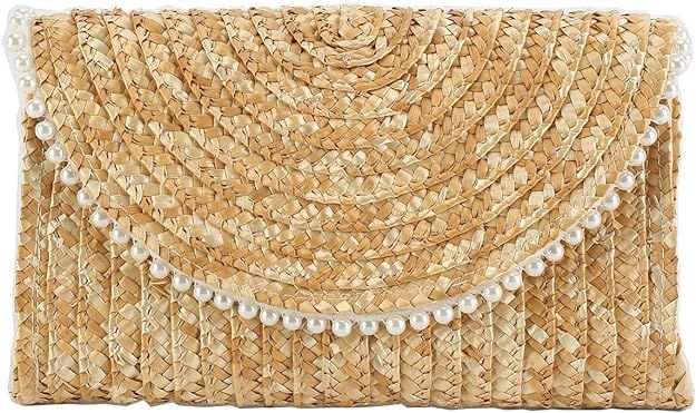 Straw Clutch Bags for Women Summer Evening Handbags Bride Wedding Purse Vacation Beach Clutch Han... | Amazon (US)