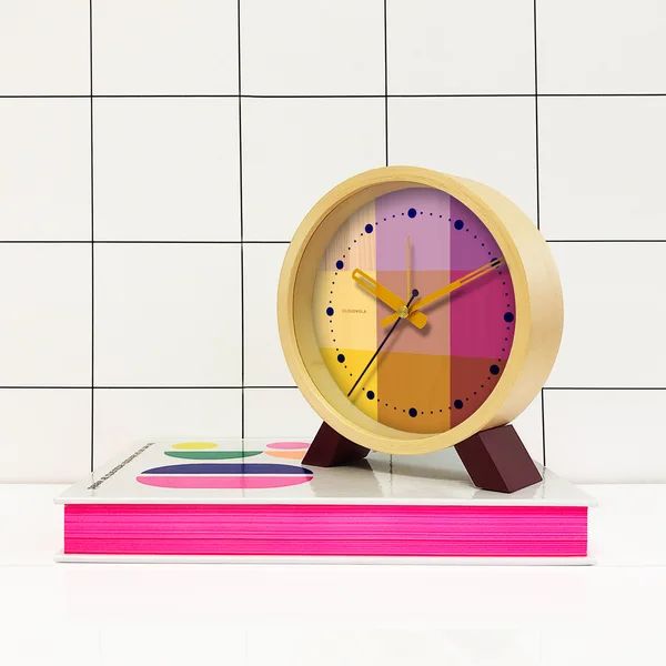 Analog Birch Solid Wood Quartz Alarm Tabletop Clock | Wayfair Professional