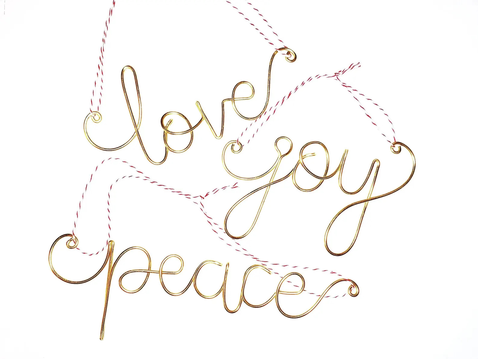 Wire Christmas Ornament Set of 3 - Love Joy Peace - Holiday Decor - Simple Chic Boho - Metal Indu... | Etsy (US)