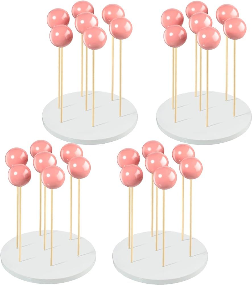 Wooden Round Cake Pop Stand 4 Pieces 7 Hole Lollipop Holder Rustic Sucker Display Stand Wood Loll... | Amazon (US)