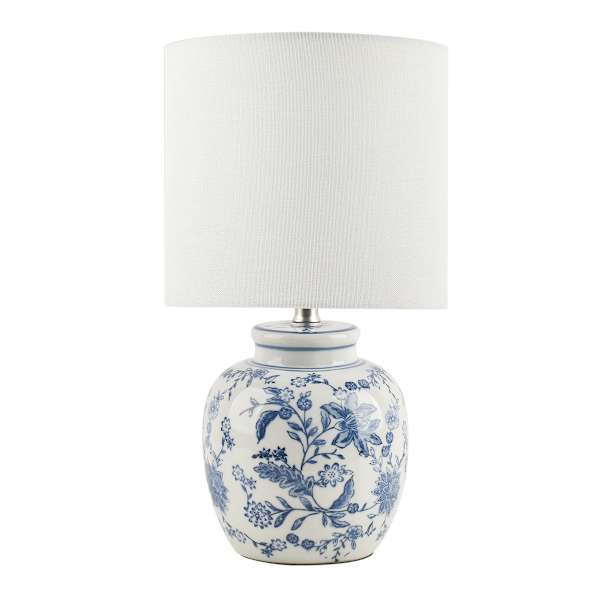 Providence White & Blue Chinoiserie Ceramic Small Table Lamp, 14.5" | At Home