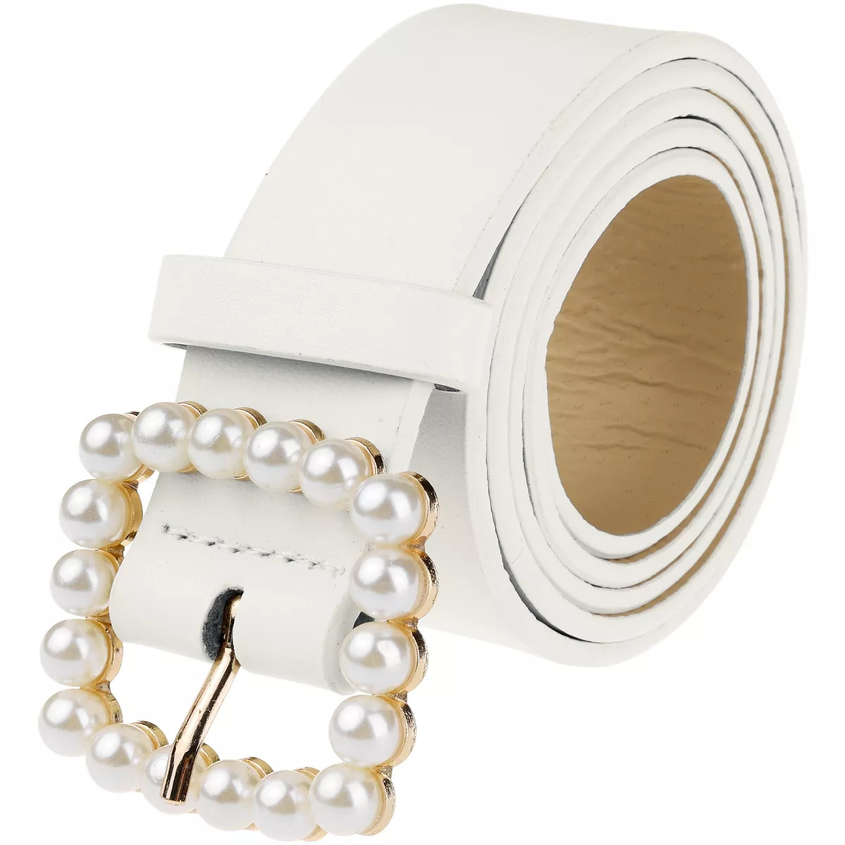 INSPIRE CHIC Women's Faux Leather Pearl Buckle Wide Waist Belts 40.9" X 1.2" | Target