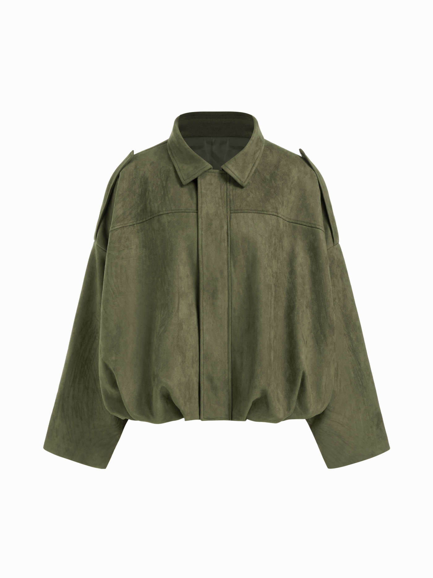 Suede Suede Collar Long Sleeve Zip Through Oversized Jacket For Work | Cider