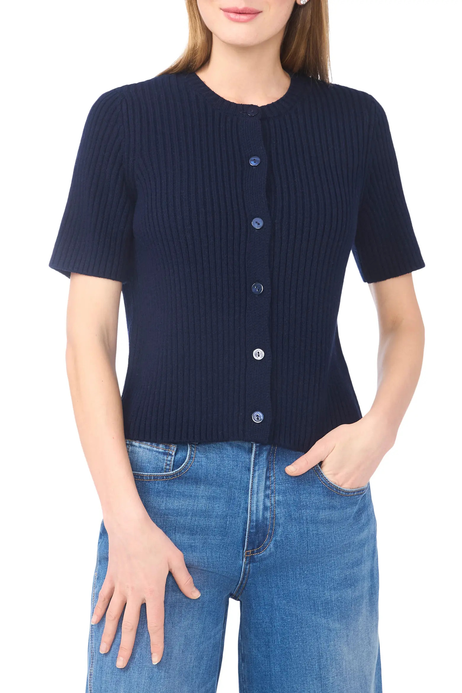 Ribbed Short Sleeve Cardigan (Women) | Nordstromrack | Nordstrom Rack
