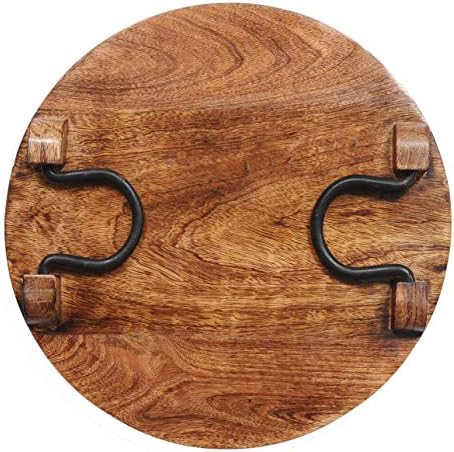 Wood party serving platter round cheese board tray wine crackers meat 14 inch circle | Amazon (US)