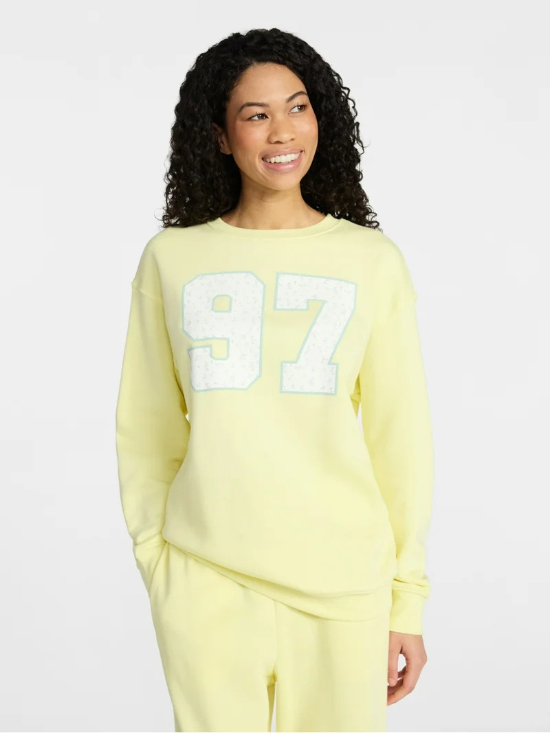 No Boundaries Oversized Graphic Sweatshirt, Midweight, Women's XXS-XXL | Walmart (US)