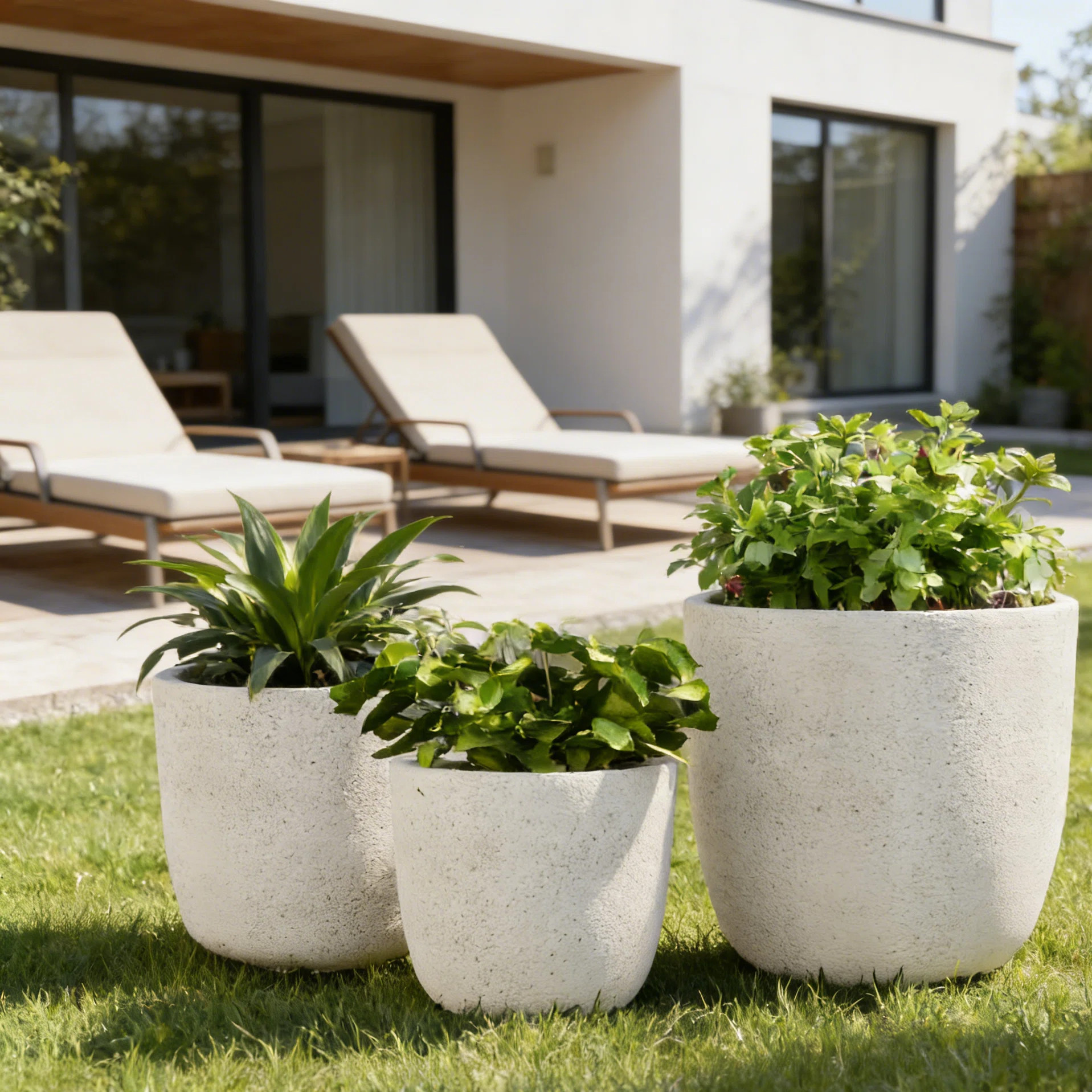 American Style 3-Size Outdoor MGO Planter Set, Lightweight & Stackable For Patio/Garden | Wayfair North America